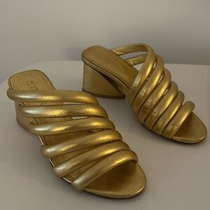 Mercedes Castillo Gold Leather Izzie Mule Sandals